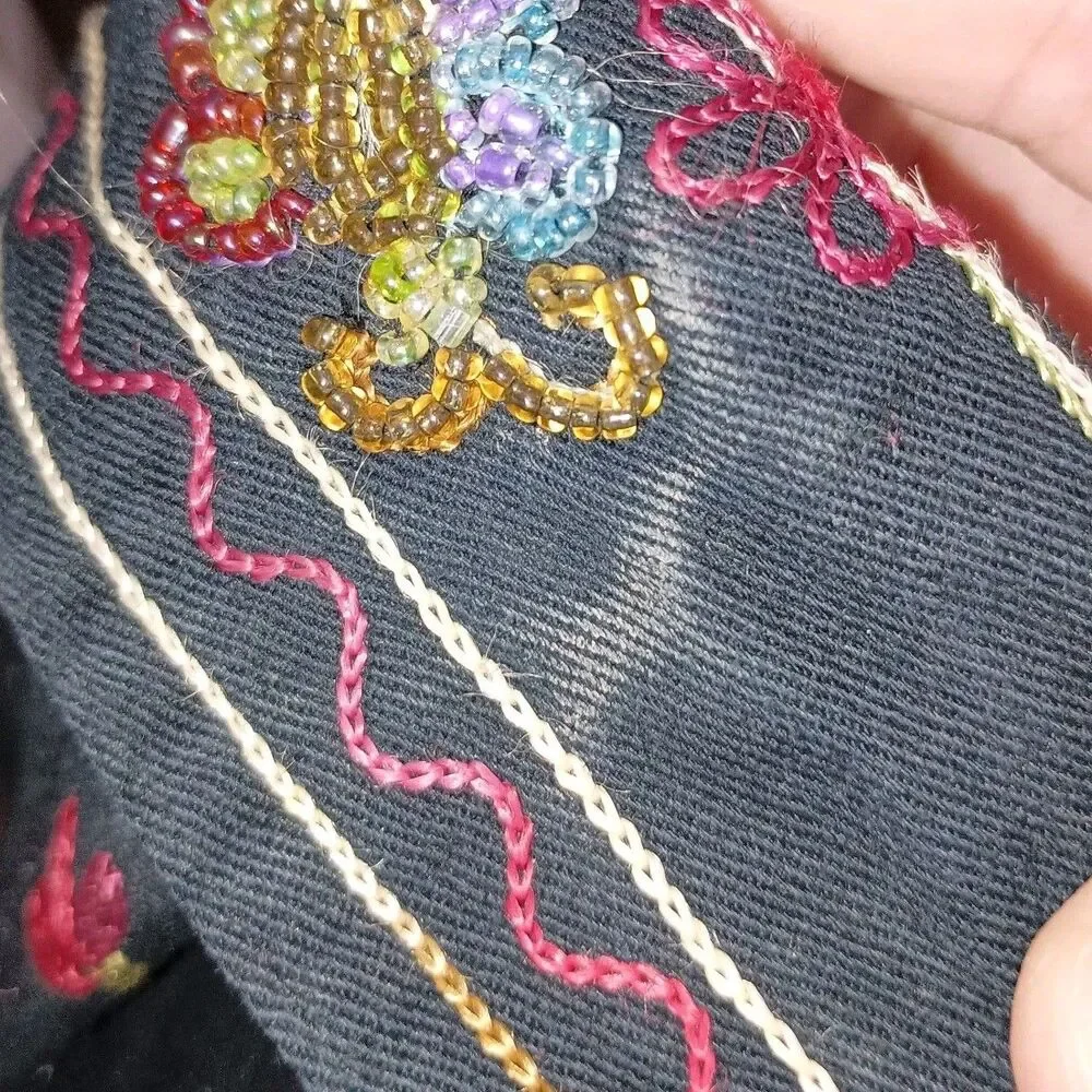 Quacker Factory Jacket Womens 1X 3/4 Sleeve Floral Butterfly Beaded Embellished